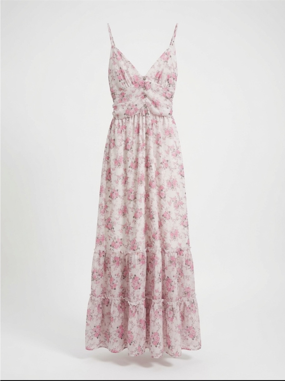 Altar'd State Pink and White Floral Maxi Dress